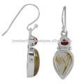 Lovely Rutilated Quartz And Coral Gemstone 925 Bijoux en Argent Sterling